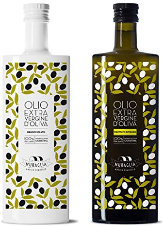 Olio Extra Vergine di Oliva Muraglia Monocultivar Coratina: Denocciolato e Intenso 500 ml x 2
