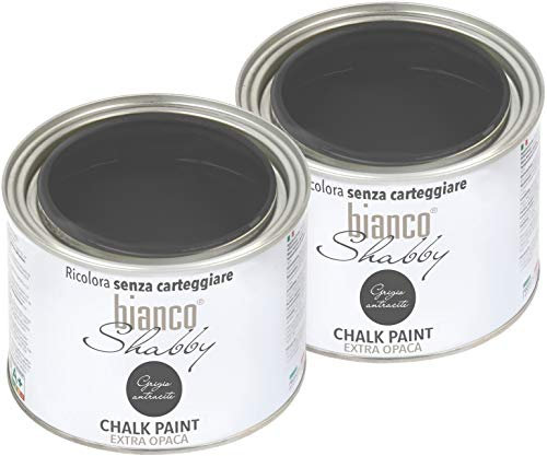 CHALK PAINT Grau Anthrazit Farbe Shabby Chic Vintage für Möbel und Wände EXTRA matt (2 x 500 ml)