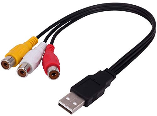 POFET Cavo USB a 3RCA 0.28 m USB maschio a 3 RCA femmina Jack Splitter Audio Video AV Composito Cavo Adattatore per TV/PC