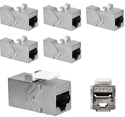 kwmobile 6X Connettore Cavo di Rete CAT6-A Schermato Doppia Porta - Moduli Keystone Jack RJ45 - Prolunga Cavi Ethernet LAN - Modulo Cat-6A 10 Gbit/s