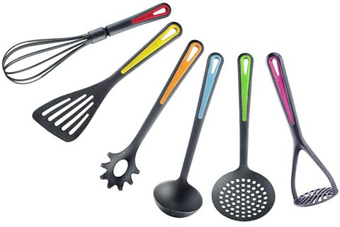 Westmark Küchenhelfer-Set, 6-tlg, Pfannenwender, Schaum-, Spaghettilöffel, Suppenkelle, Kartoffelstampfer, Schneebesen, PA, Colour Edition, 290222E6