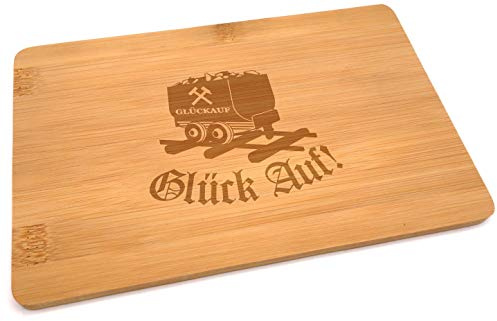 Samunshi® Holzbrett mit Gravur Glück auf Lore Ruhrpott aus Bambus Brett Schneidebrett klein Brotzeitbrett Holz Schneidebretter Holzbrett Küche