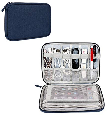 Hosoncovy Electronic Accessories Organizer Bag Travel Bag Cable Organizer Bag USB Flash Drive Case Tablet Case for Ipad Tablet Phone Cables Earphone USB Thumb Stick Drive (Dark Blue)