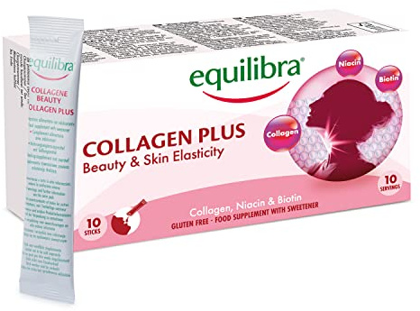 Equilibra Nahrungsergänzungsmittel, Collagen Beauty, für die Schönheit und Elastizität der Haut auf Basis von Hydrolysiertem Kollagen, Kupfer und Zink, Glutenfrei, 10 Einzelportionen