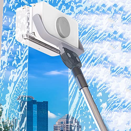 LTLJX Magnetische Doppelseitiger Fensterreiniger mit Teleskopstange, Rotierbar Glasreinigungswerkzeuge für Hochhausfenster mit Einer Dicke von 5 bis 35 mm,Grau