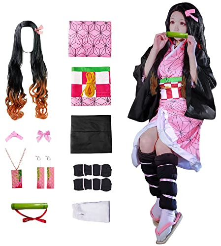 JYakeji 10 pezzi di costume da Anime Cosplay costume kimono con parrucca, adatto per cosplay