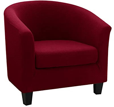 NICCEN Strecken Sesselbezug Jacquard Sesselhussen Anti-Rutsch-Sessel Sessel Barrel Chair Cover Für Esszimmer Wohnzimmer Büro Empfangsstuhl -rot-Einheitsgröße