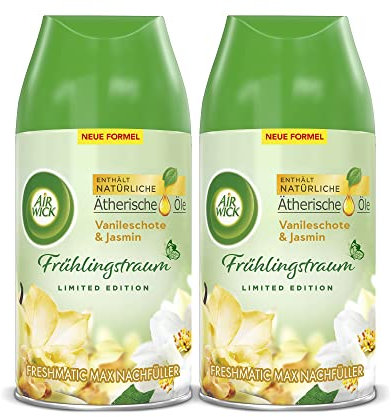 Air Wick Freshmatic Max Raumspray – Nachfüller für den Air Wick Freshmatic Max – Duft: Vanilleschote und Jasmin – 2 x 250 ml Nachfüller Raumduft und Lufterfrischer