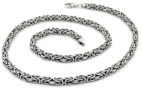 mysilverworld 925 Sterling Silber Herren König Byzantinische Kastenkette Halskette, 55cm, Metall, Nicht bekannt