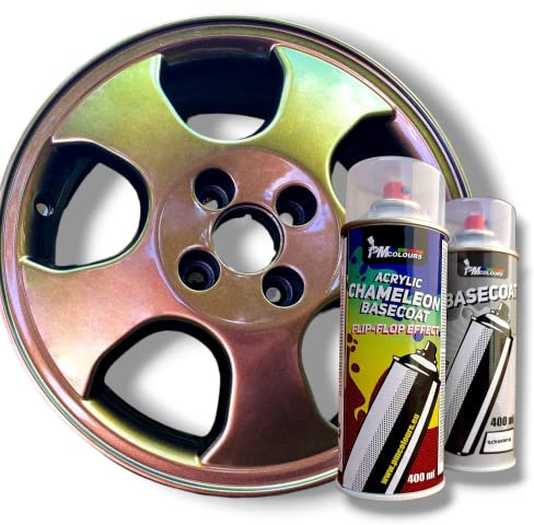 PMcolours Flip Flop Lack mit Multi Color OLDTIME (bronze-grün) Chamäleon-Effekt Sprühdosen Set, (1x Flip Flop Sprühfarbe + 1x Basisspray Schwarz), 2x 400 ml Spray