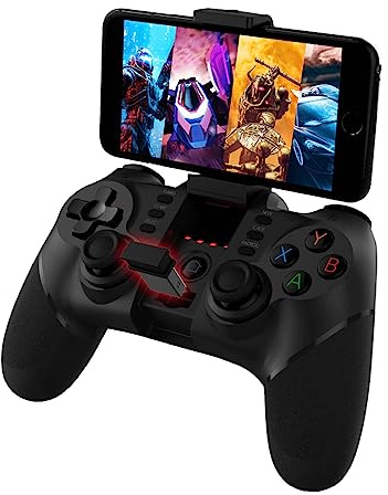 GNCHome Mando PC Windows, Bluetooth Inalámbrico Android Mando Móvil Game con Soporte Retráctil Conexión 2.4G - Admite Android/IOS, tablet, ordenadores, P3 / P4, Smart TV - Soporte Ajustable