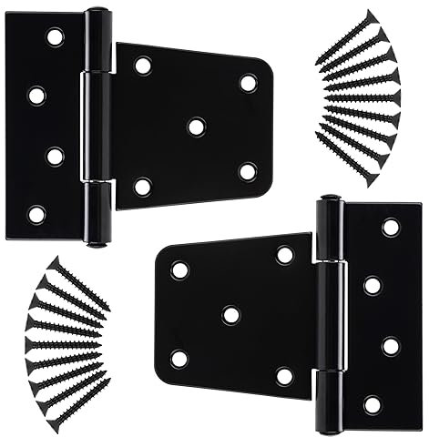 HILLMASTER 8,9 cm robuste Torscharniere, Zauntürscharniere, langlebig, schwarz, Torgurt, Scharnier für drinnen und draußen, Tor-Hardware-Kit für Schuppen, Holzzäune, Vinyl-Zauntor, Scheunentor,