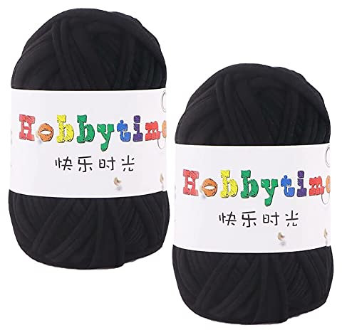 2er Pack T Shirt Garn zum Stricken und Häkeln superweiches Häkelgarn Stoff Strickgarn handgewebtes Häkel Stoffgarn zum Häkeln von Taschen Körben Decken Hüten Kissen – 100 g/Rolle