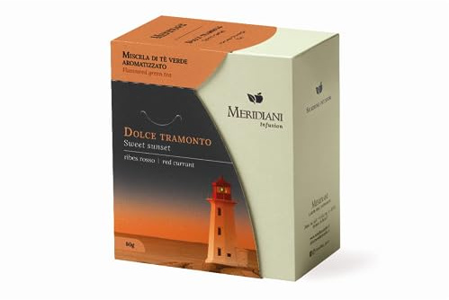 Meridiani® | Tè Verde & Ribes Rosso | Miscela di Tè Verde e Aromi Frutatti | Tè Verde, Ribes & Fiori di Girasole in Foglia - (80 Gr) | Green Tea Aromatizzato