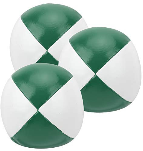 Yuecoom 3-teilige Jonglierbälle aus PU-Leder Für Den Innenbereich, Tragbare Performance-Übungsbälle, Jonglierkeulen-Sets Für Kinder Und Erwachsene, Jonglierbälle Für Anfänger Und Profis(Grün Weiß)