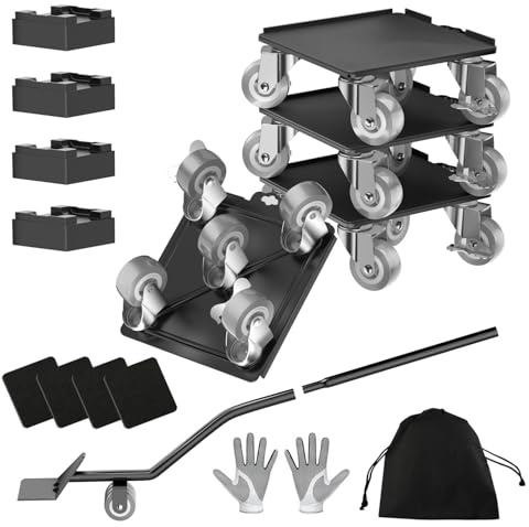 Möbeldocka, möbler Mover Pro-set, möbellyft med 5 360° roterbara universalhjul i gummi, kolstål panel möbler movers,maximal belastning 1 500 kg.