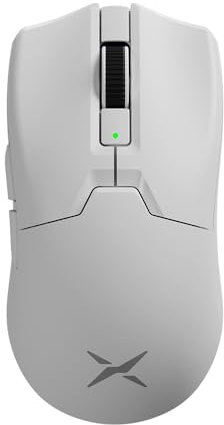 DELUX M800Ultra Gaming Maus Kabellos, 55g, Nordic 52840 MCU, 1000Hz Polling Rate, PAW3395 Sensor 26000DPI, bis zu 120 Stunden Akkulaufzeit, Tri-Mode, Huano Pink Schalter (Weiß - 600mAh)