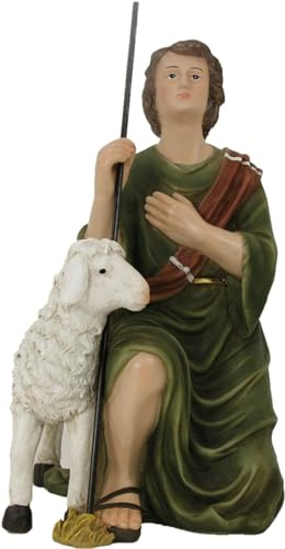 FADEDA Hirte kniend mit Schaf/Höhe:40 cm/handbemalt/detailgetreue Krippen Figuren - Weihnachten Tisch Dekoration Krippe Zubehör