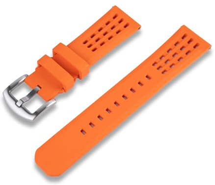 Crafter Blue UX09 20MM Straight End Watch Band Diver FKM Rubber Watch Strap Replacement for All 20mm Width Lug Watches, Orange