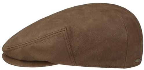 Stetson Kent Calf Leather Flatcap Braune Leder Schiebermütze Herren Herbst Winter braun L (58-59 cm)