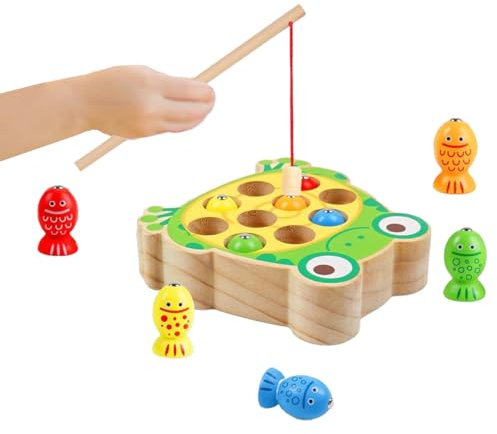 Emotionlin Montessori Magisches Magnetisches Angelspiel für Kinder ab 2 Jahren Förderung von Feinmotorik und Lernspaß mit 2 Angelruten 10 bunten Fischen (Angelspielzeug)