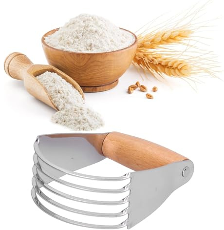 2Pcs Stainless Steel Pastry Blender, Dough Blender Baking Accessory Professional Pastry Cutter Dough Cutter Butter Tool Pastry Cutter for Baking for Pasta, Pie Crust and Cake(Brown)