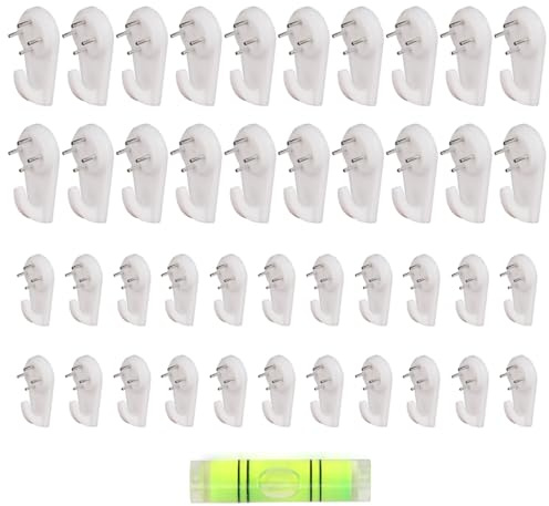 JTKREW 40 PCS Ganci da Parete Antitraccia Ganci per Chiodi Invisibili Ganci per Quadri Muro No Foratura Set di Ganci per Quadri Muro Ganci per Appendere Foto Dipinti Cappelli Specchi e Altri Oggetti