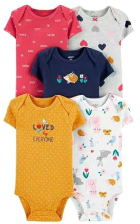 Acuryx Body en Coton Lot de 5 Bébé Fille Garçon Bodys à Manches Courtes Mixte Bébé 3-6 Mois