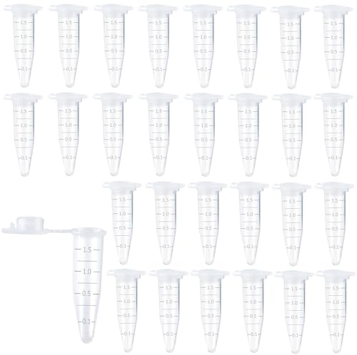 300 Pcs Tubes de Micro,1,5 ml Centrifugeuse Gradués en Polypropylène | Tubes de Centrifugeuse Coniques Transparents avec Bouchon à Clipser Micro