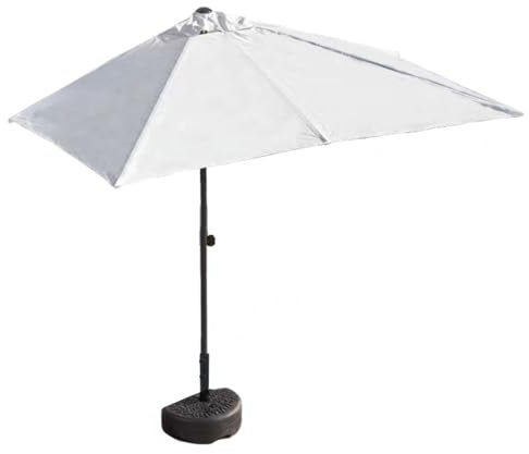 DJJYCTNM Halber Sonnenschirm, Balkonschirm Rechteckig mit Halbrunder Basis, Garten, Terrasse, Balkonschirm, Höhenverstellbar 69~91 Zoll (Color : White, Size : 18L)