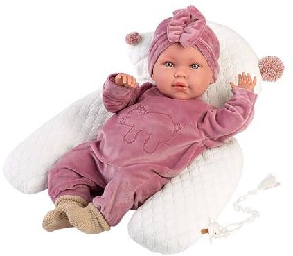 Llorens 1017418 Puppe Lala, mit blauen Augen und weichem Körper, Babypuppe inkl. Outfit, Schnuller, Schnullerkette und Stützkissen, 42cm