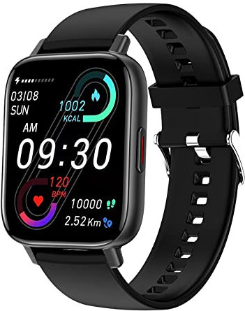 QESTO Kmccd - Reloj inteligente Bluetooth para hombre y mujer, pantalla táctil de 1.69 pulgadas, resistente al agua, IP68, llamada Bluetooth, con monitor de frecuencia cardíaca, presión arterial