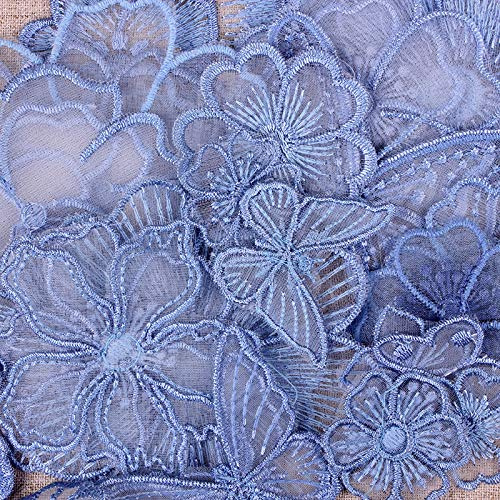 SYSUII 24 Stück Blau Blumen Spitzenpatches Stickerei Aufnäher Applikation Flicken zum Aufnähen Gestickte Basteln und Dekorieren DIY Hochzeit Kleid Nähen Kleidung Applikation Spitze Kostüme Dekoration