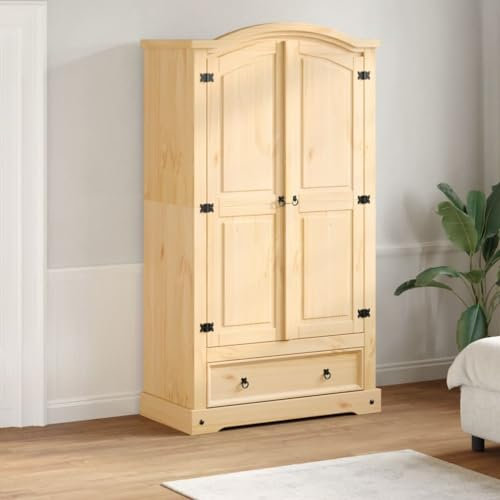 ShGaxin Kleiderschrank Corona 102x52x186 cm Massivholz Kiefer, Schlafzimmerschrank, Kleiderschränke, Garderobenschrank, Ordnungssystem Kleiderschrank, Haushaltsschrank - 4012156