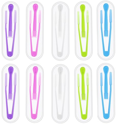 MYSUNBAR Lot de 10 ventouses colorées pour lentilles de contact et lentilles de contact, pinces à épiler, accessoires de lentilles de contact en plastique, multicolore, Organiseur de poche