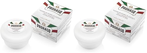 Proraso | Savon à raser pour peaux sensibles (pot de 150 ml) – Soin visage homme anti-irritations – Savon de rasage rafraîchissant au thé vert et extrait d'avoine (Lot de 2)