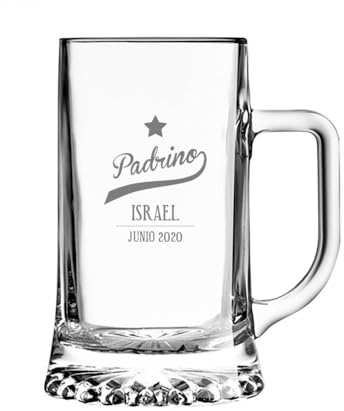 Chope à bière personnalisée CALLE DEL REGALO en cristal, avec gravure personnalisée, dans un étui noir, 500 ml, pour mariage, naissance, anniversaire