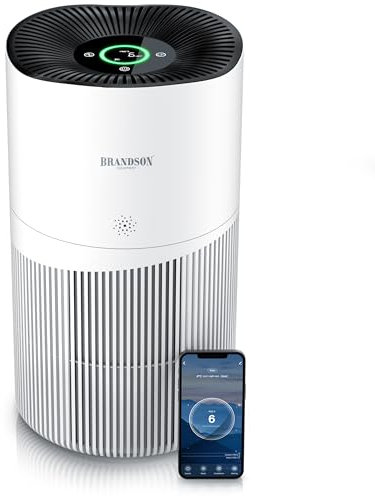 Brandson - Luftreiniger Allergiker 90m² - Preisträger 2025 - CADR 402 m³ - Air Purifier - Smart Home mit App - 4 Filterstufen HEPA Aktivkohle – Tierhaare Pollen Staub Schimmel Viren Raucherzimmer