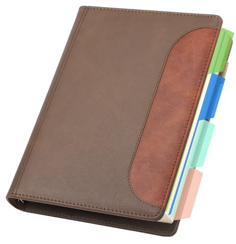 Yarotm Notizbuch A5 Kariert - Ringbuch A5 Nachfüllbar - 120 Blatt/240 Seiten Notebook mit Trennblättern - Ringblock Tagebuch - Notizheft Leder PU - 14x21cm Papier 100GSM Kariert 5mm Notizblock