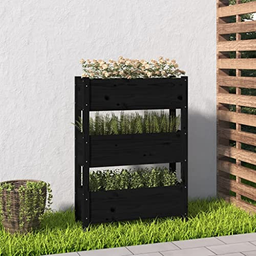 WIFESE Fioriera rialzata, per giardino, balcone, cortile, terrazza o ingresso, decorazione per esterni, colore nero, 77 x 25 x 104,5 cm