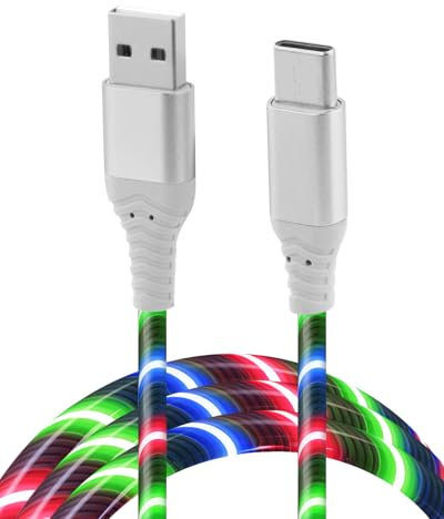 2M Cavo di Ricarica USB C con LED, 3A Cavo di Ricarica Rapida LED Incandescente Decorazioni Caricabatterie Tipo C a USB A per iPhone Pro Max Samsung S23 iPad Huawei Pixel Android Switch PS5 Arcobaleno