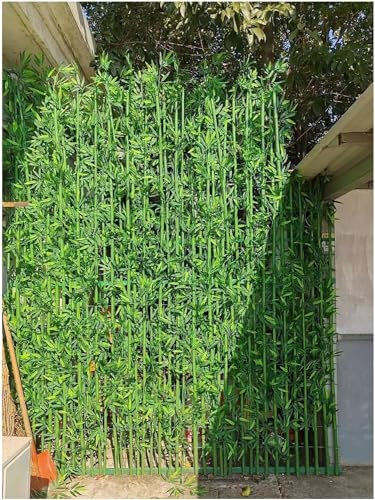 Schermo in plastica Separe esterno Confezione da 40/50 Alberi di piante di bambù artificiali, 1 m 1,2 m 1,5 m 1,8 m 2 m di altezza Piante artificiali decorative per recinzione da giardino(15 Pack,1.8m
