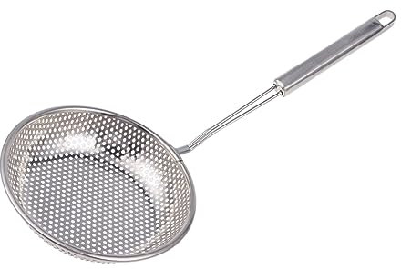FUNOMOCYA Schiumarola in Acciaio Inox Scolapasta Per Pentola Calda Cucchiaio Ad Alta Densità Utensile Da Cucina Per Filtrare Olio Mestolo Per Servire Cibo 16 Cm