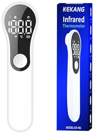 Forehead Thermometer for Adults & Kids – No Touch Infrared Digital Thermometer with Fast 1-Second Reading, Fever Alert & LCD Backlight – Ideal for Home & Travel Use