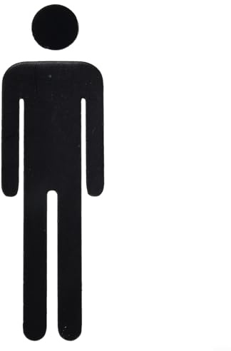 Pegatinas de señalización de baño en acrílico para hombre y mujer, 1 par de placas (negro)