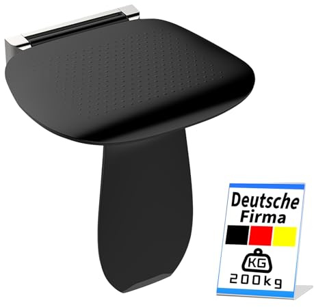Asiento Ducha Plegable Pared Montada, Silla Abatible Ducha Montado en la Pared ，Taburete Baño Banqueta Ducha para Personas Mayores Minusvalidos Adultos (Negro, L)