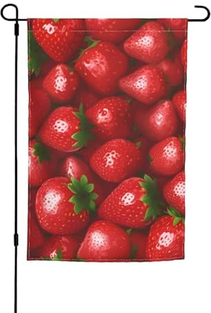 Banderas de jardín con estampado de fresas rojas de 12 x 18 pulgadas, para todas las estaciones, decoración de patio, decoración de patio