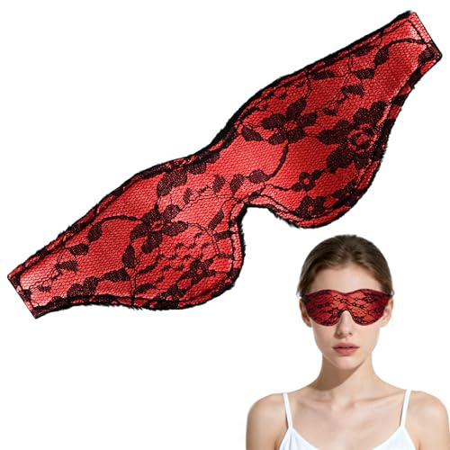 VLYX Satinögonmask - Mjuk sidenögonbindel för vuxna, bekvämt ögonskydd för hemmet, resor, kontor, alla hjärtans dag-present, rollspel (röd)