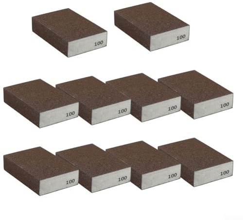 10Pcs Multi Grit Sanding Sponge Blocks for Cleaning and Polishing Wood, Metal, and Plastic (100Grit)