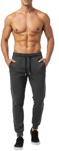 RUBAB Men’s Fleece Jogger Bottoms – Soft Warm Tracksuit Pants with Elastic Waist & Cuffed Hem – Comfortable Fleece Joggers for Men Casual Gym Loungewear Trousers (M, Charcoal)